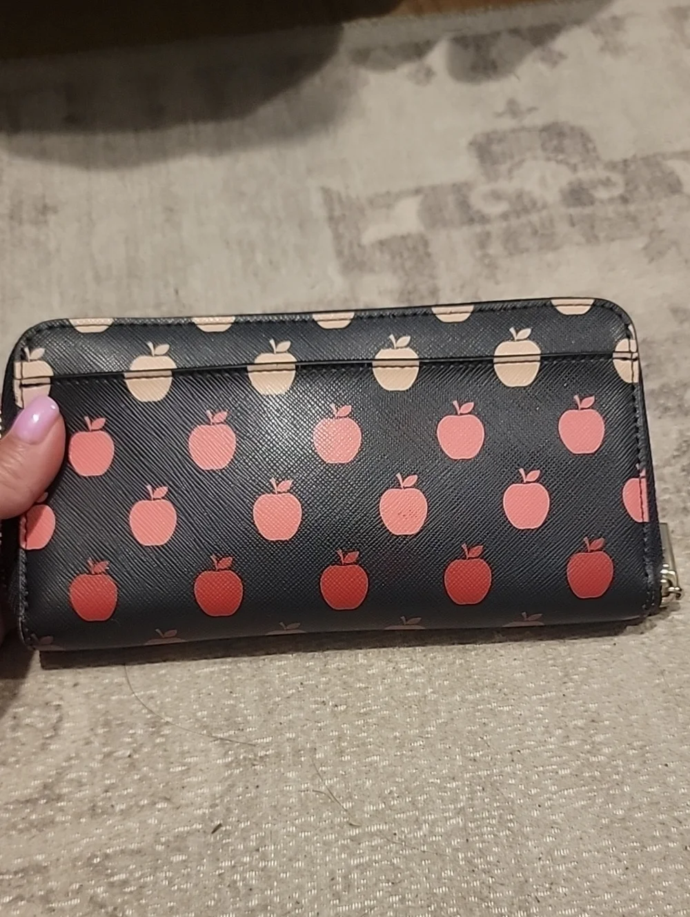 kate spade Leather Large Continental Wallet with Red & Pink Apple Print